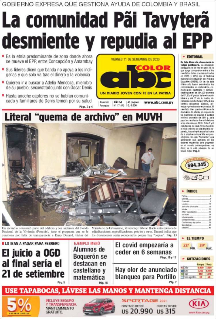 Portada de ABC Color (Paraguay)