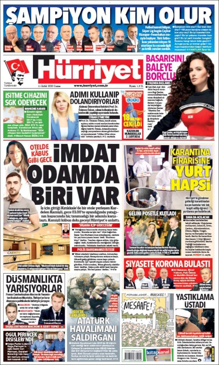 Portada de Hürriyet (Turqu&iacute;a)