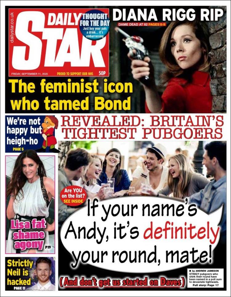 Portada de Daily Star (Reino Unido)