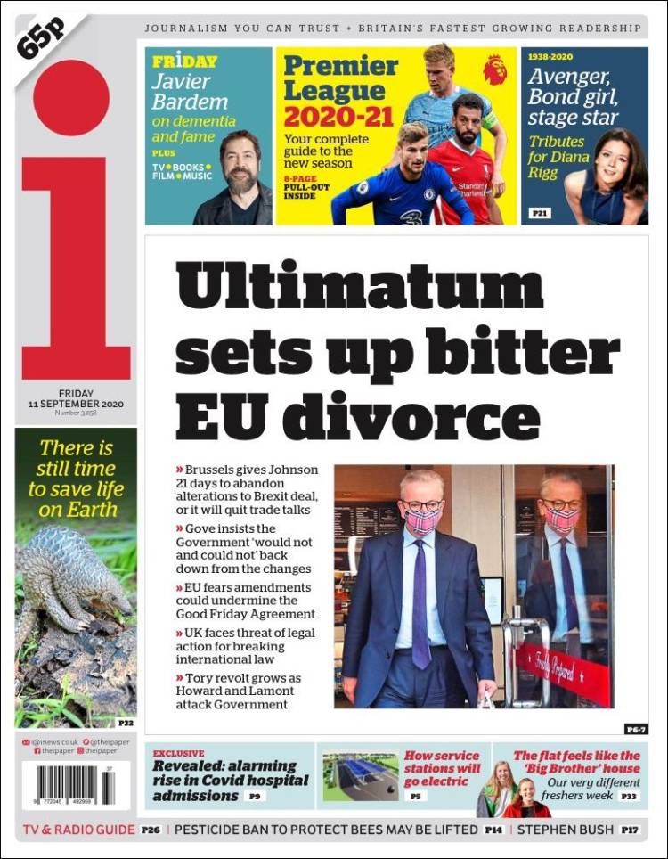 Portada de The i (Reino Unido)