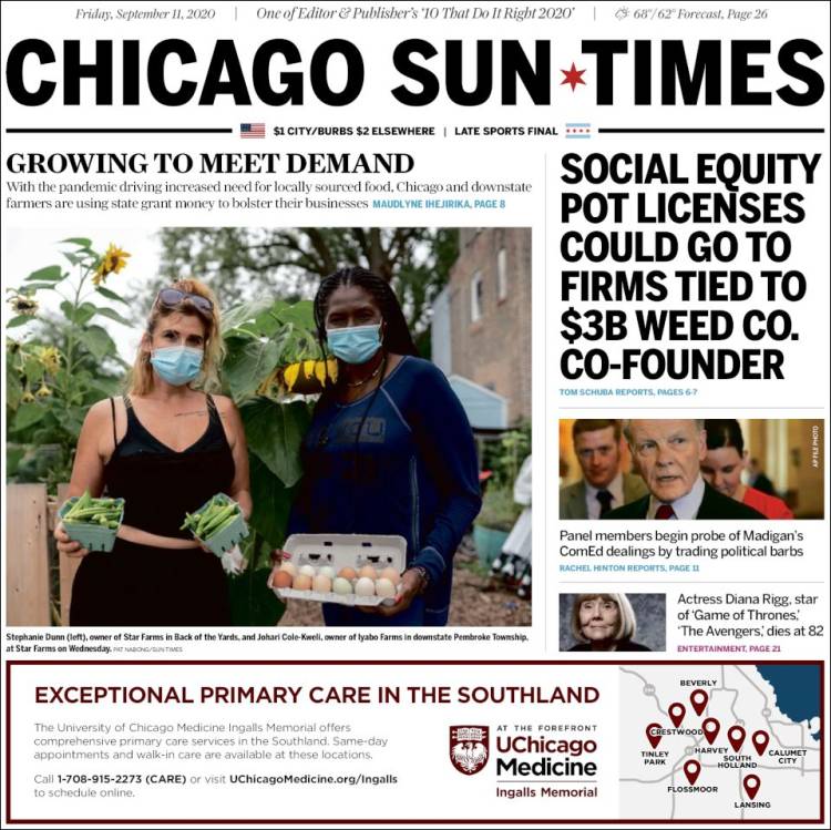 Portada de Chicago Sun-Times (USA)