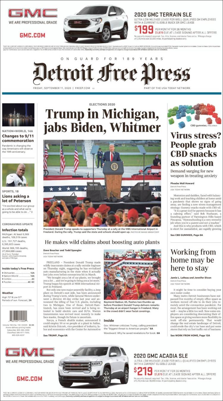 Portada de Detroit Free Press (USA)