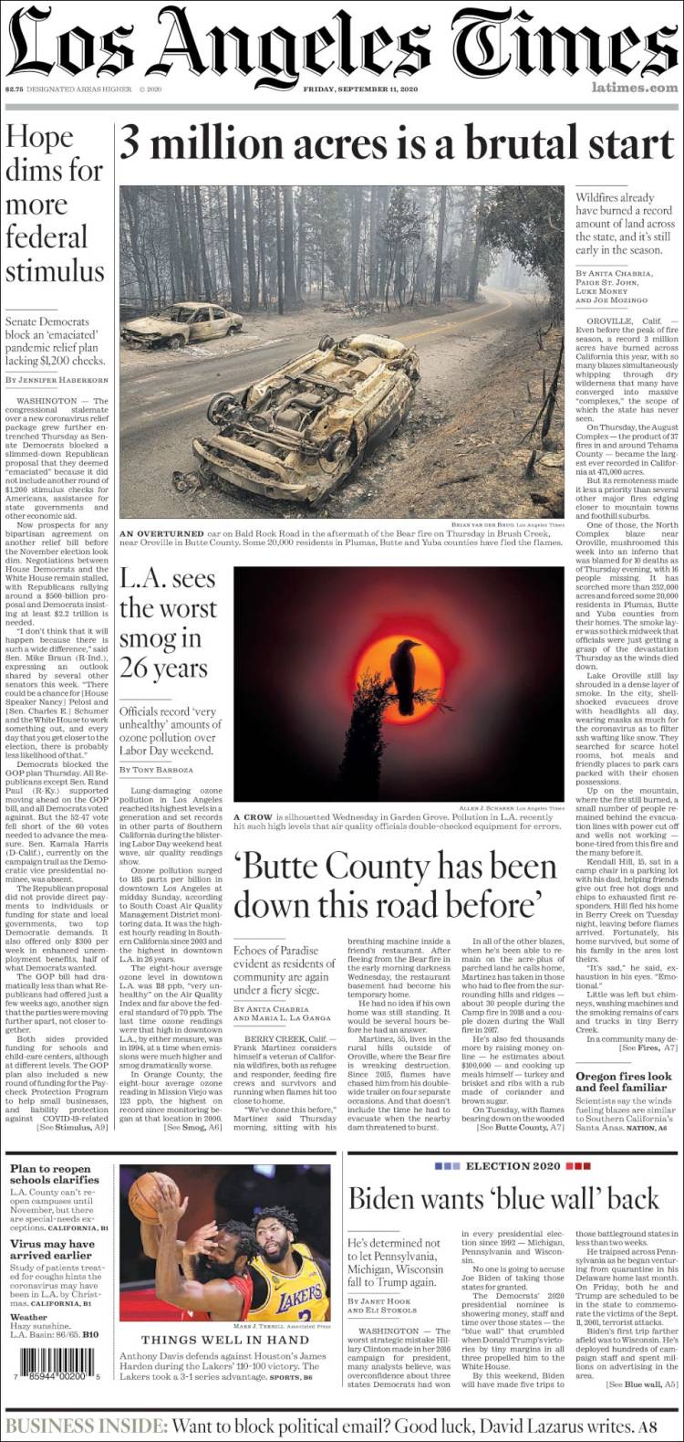 Portada de Los Angeles Times (USA)