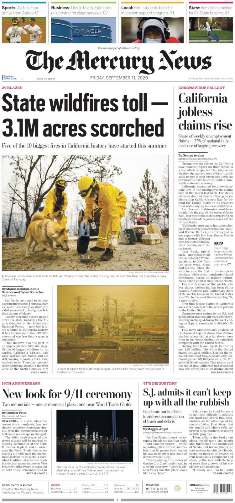 Portada de San Jose Mercury News (USA)