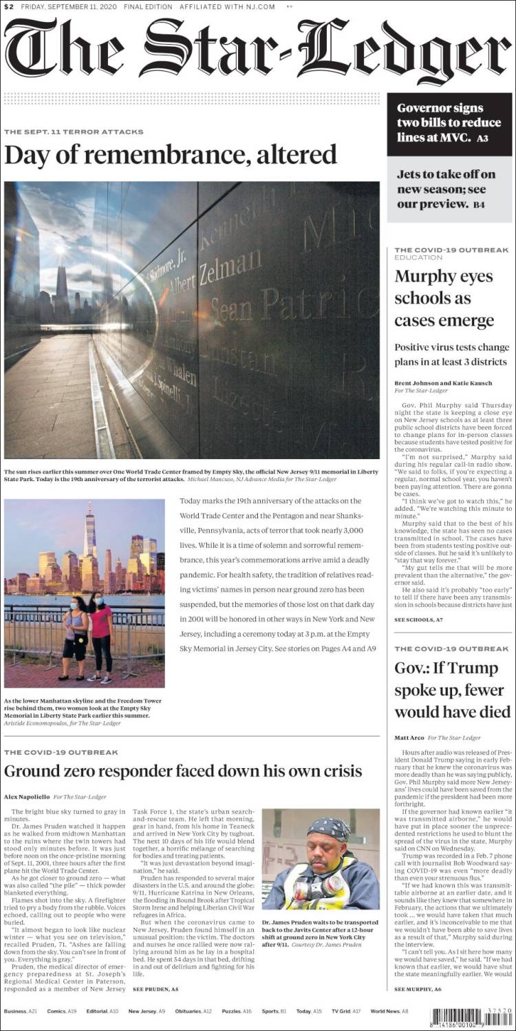 Portada de Star-Ledger (USA)