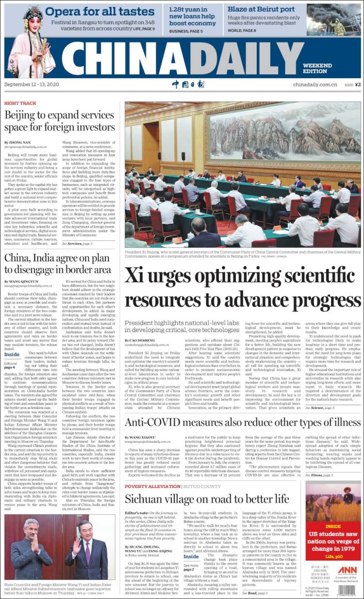Portada de China Daily (China)