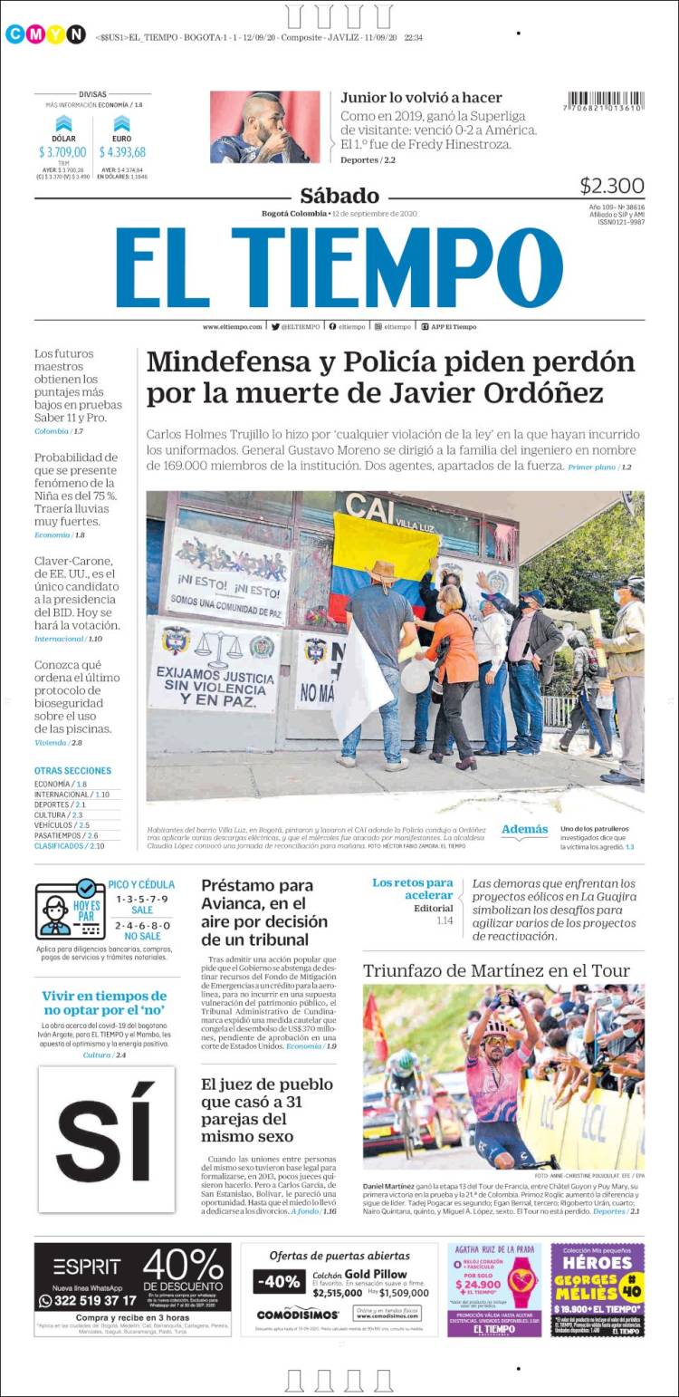 Portada de El Tiempo (Colombia)