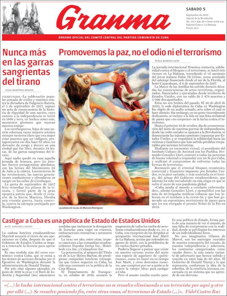 Portada de Granma (Cuba)