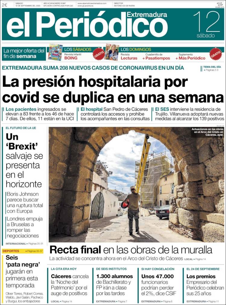 Portada de El Periódico de Extremadura (España)