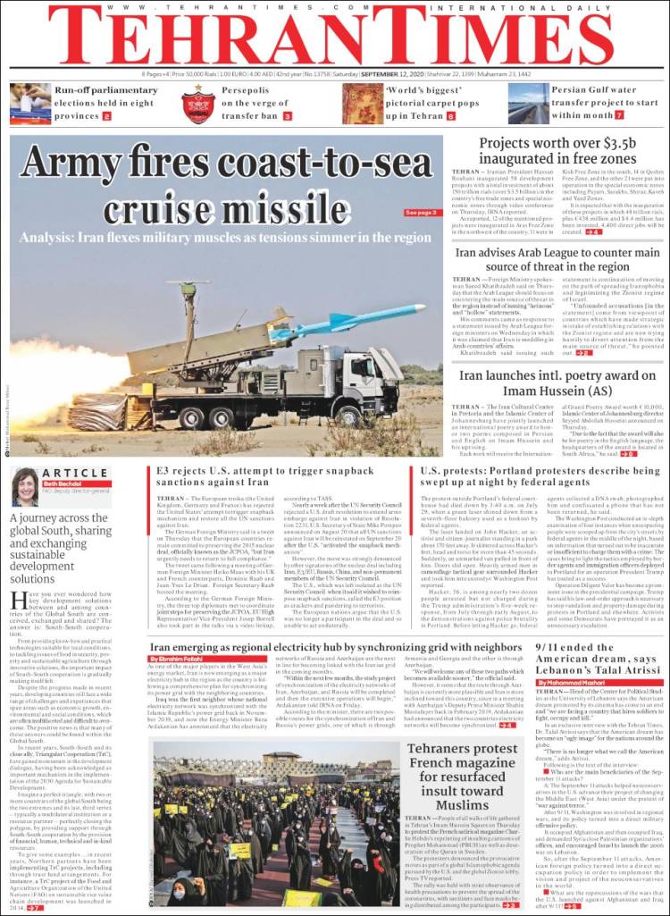 Portada de TehranTimes (Ir&aacute;n)