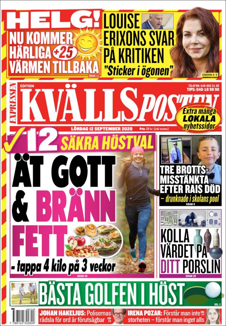 Portada de Kvällsposten (Suecia)
