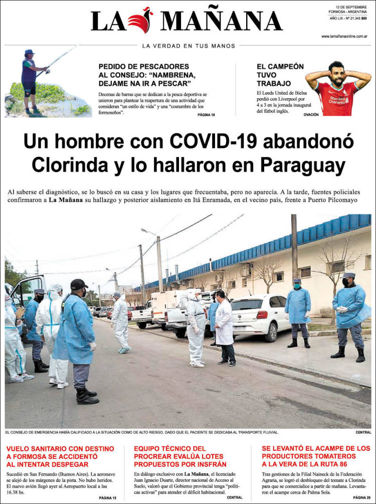 Portada de Diario La Mañana (Argentina)