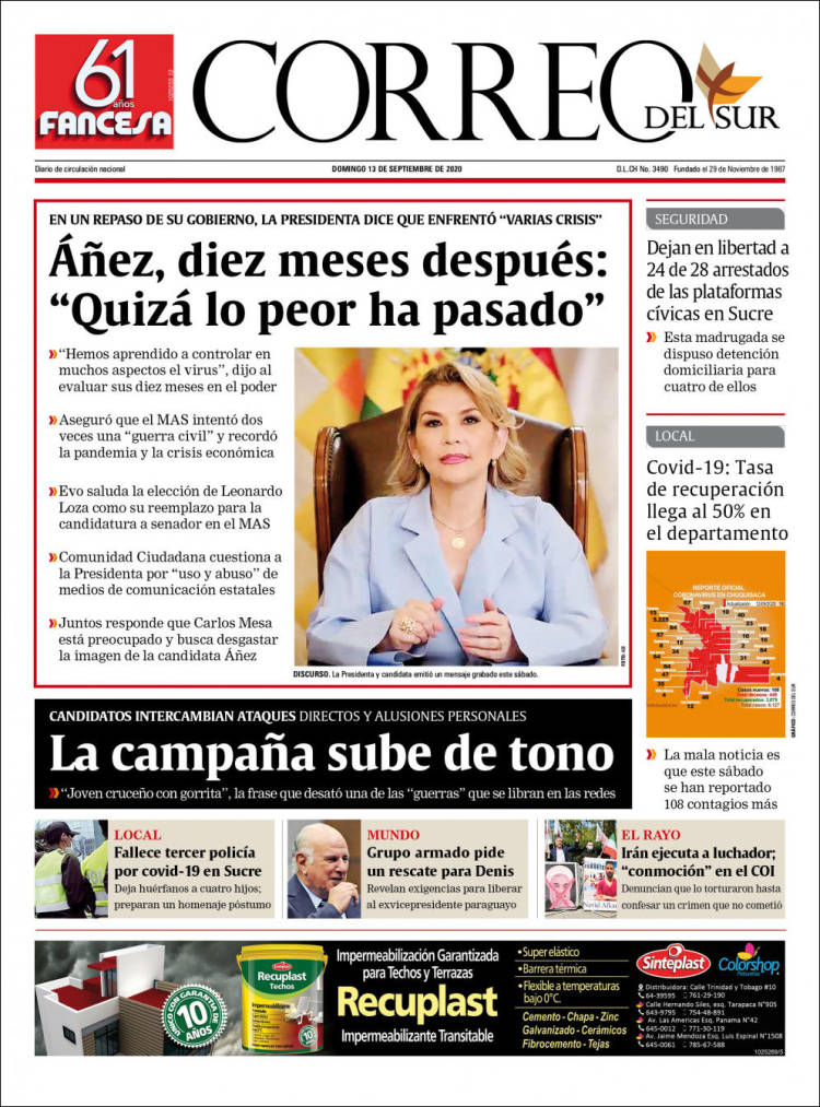 Portada de Correo Sur (Bolivia)