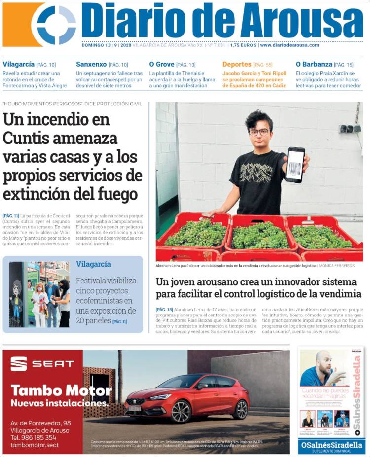 Portada de Diario de Arousa (España)