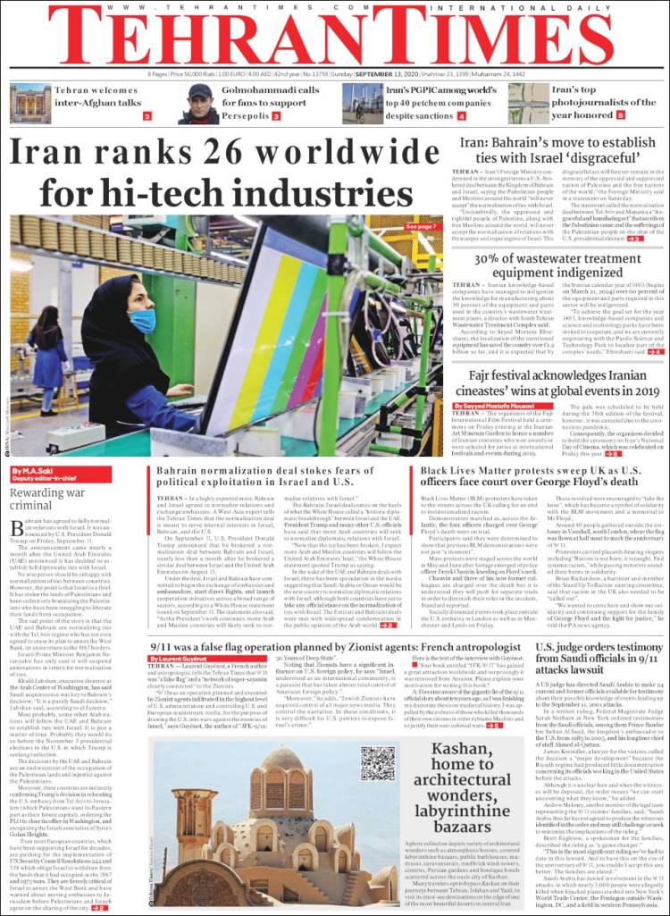 Portada de TehranTimes (Ir&aacute;n)