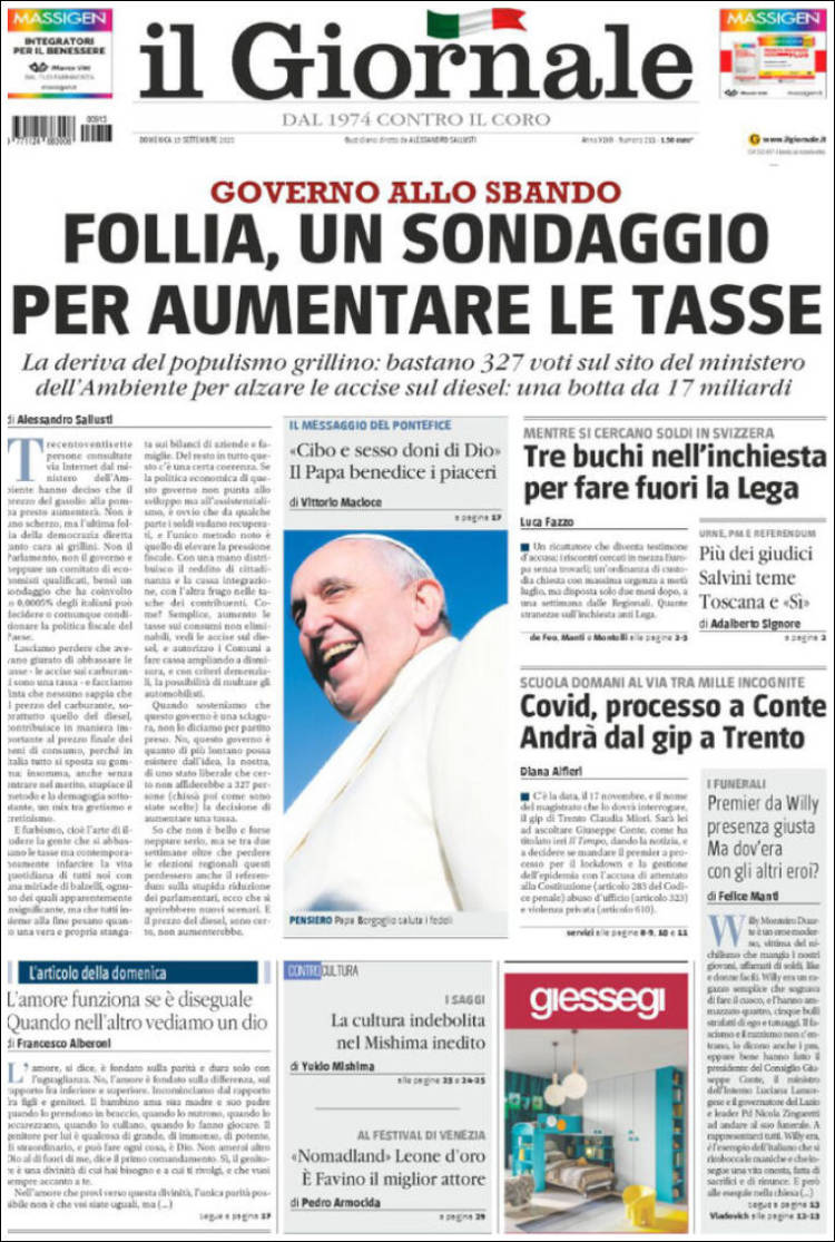 Portada de il Giornale (Italia)