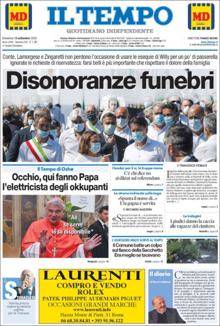 Portada de Il Tempo (Italia)