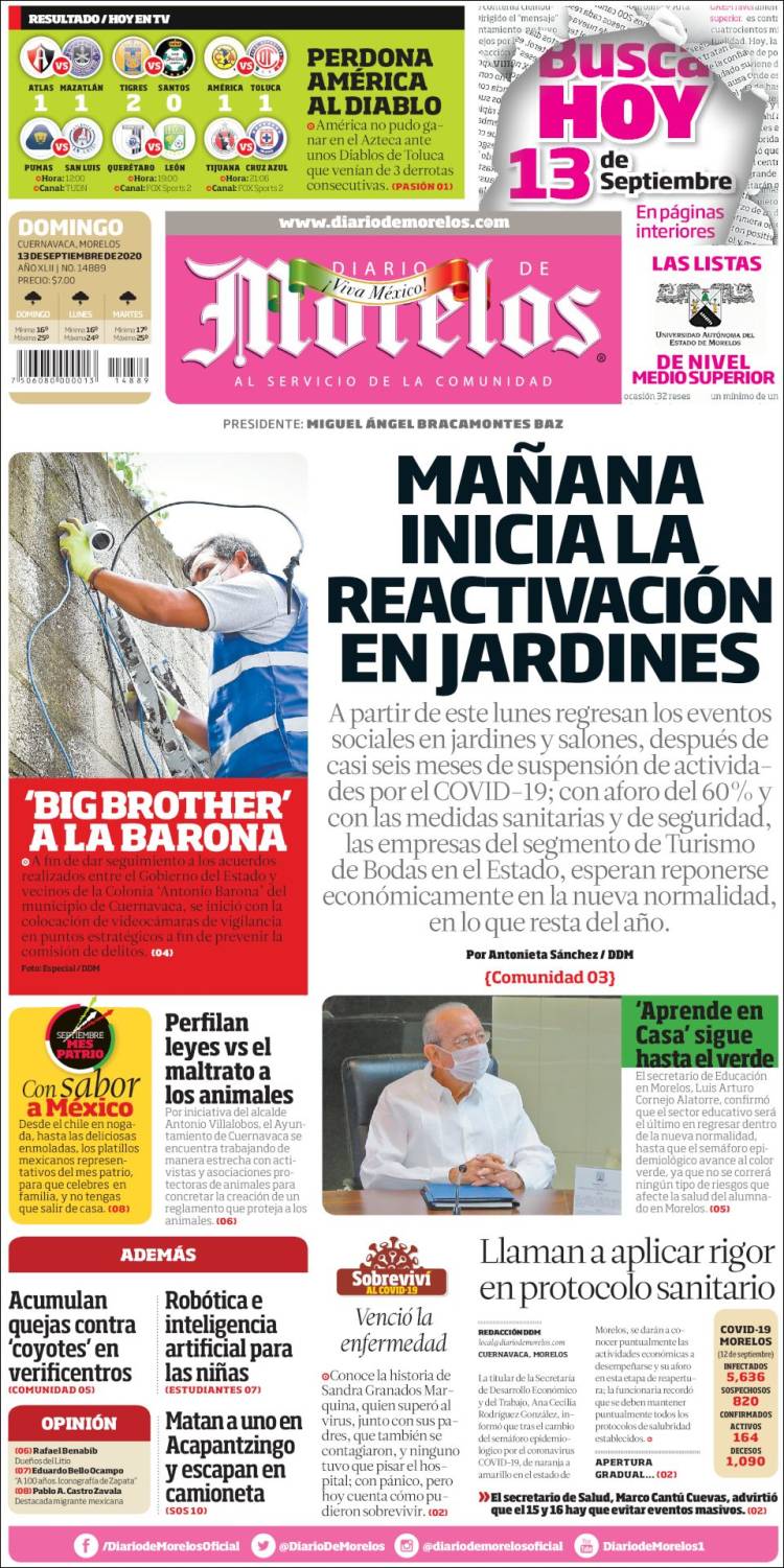 Portada de Diario de Morelos (México)