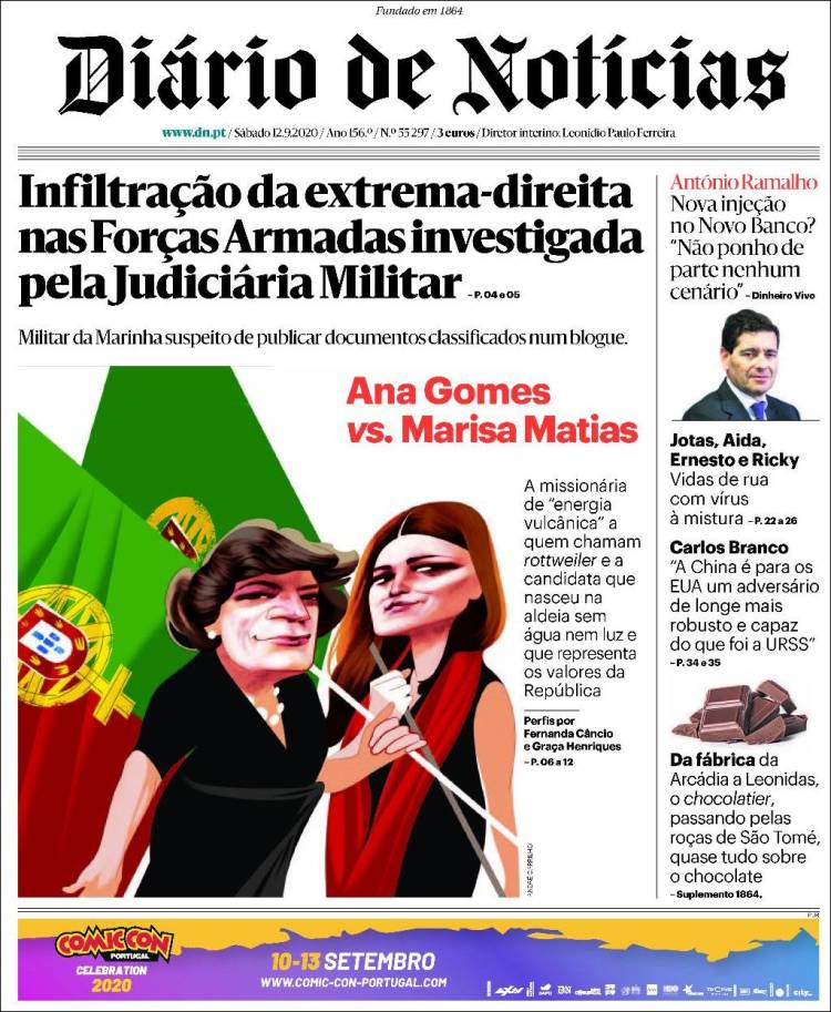 Portada de Diário de Noticias (Portugal)