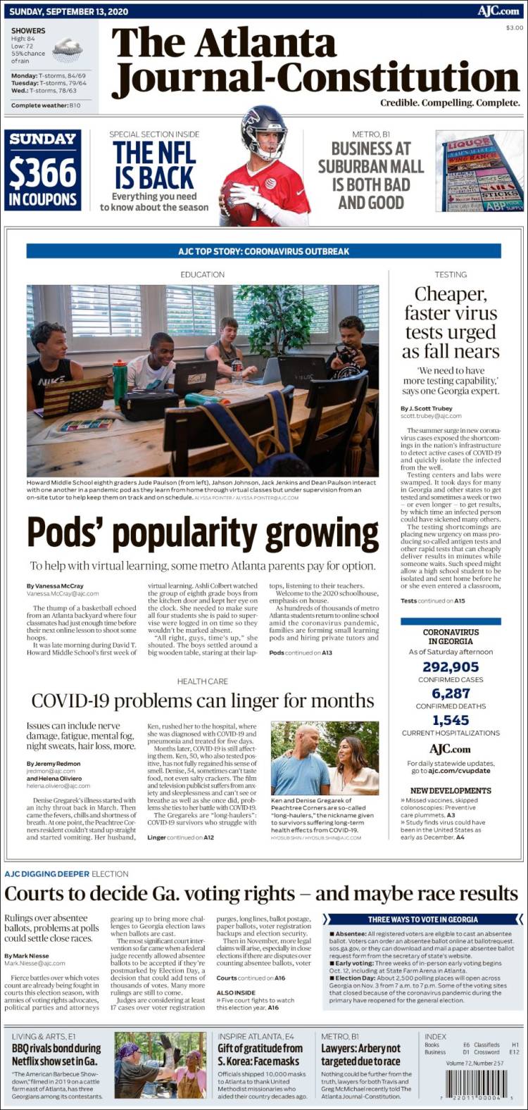 Portada de The Atlanta Journal-Constitution (USA)