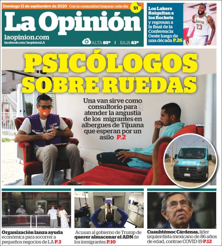 Portada de La Opinión (USA)