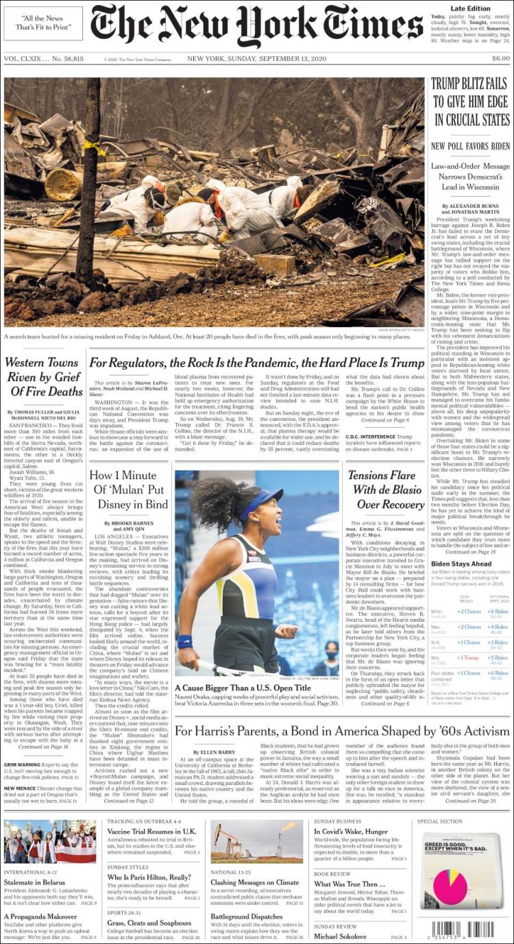 Portada de New York Times (USA)