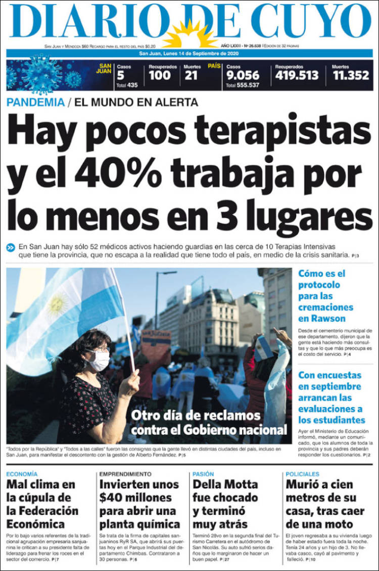 Portada de Diario de Cuyo (Argentina)