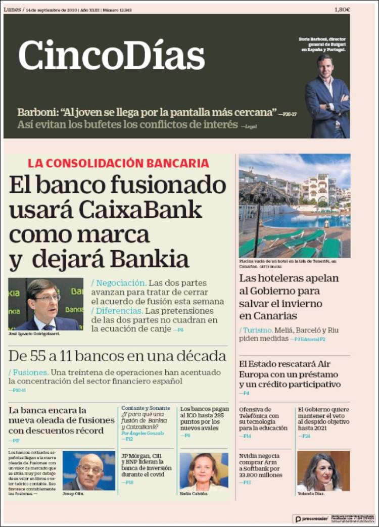 Portada de Cinco Días (España)