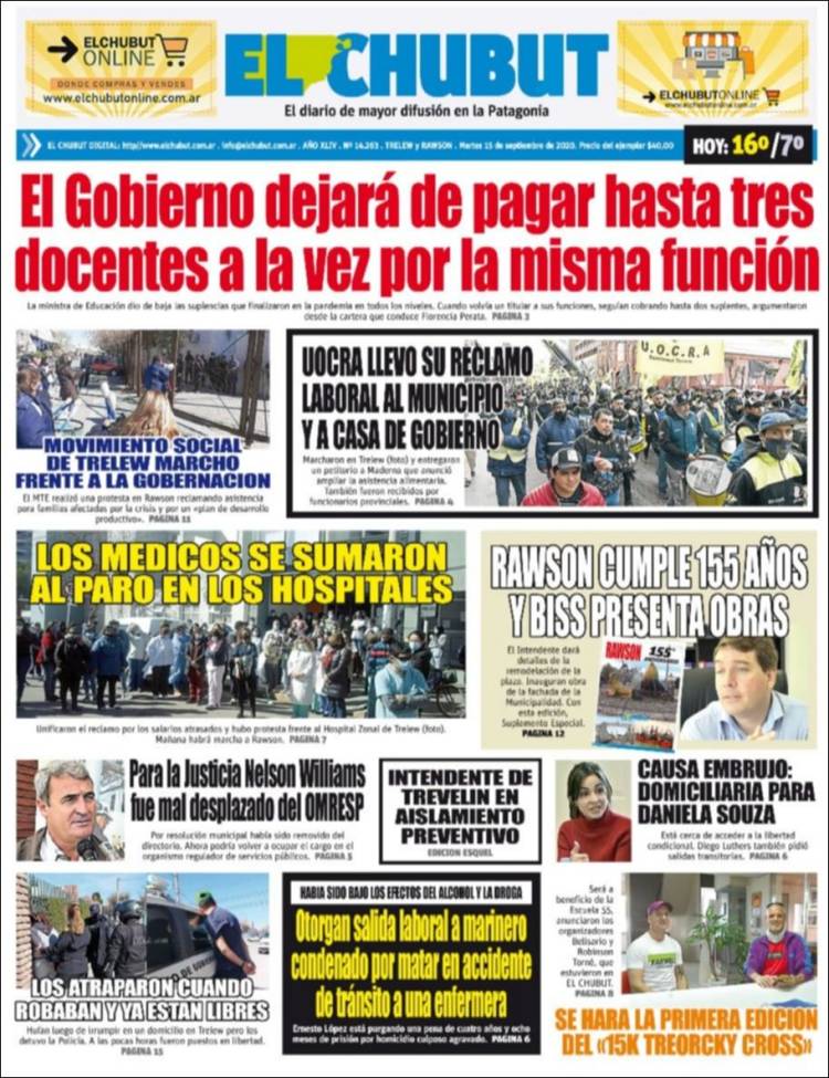 Portada de El Chubut (Argentina)