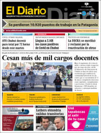 Portada de El Diario de Madryn (Argentina)