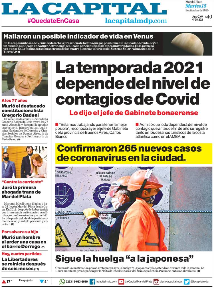 Portada de Diario La Capital - Mar del Plata (Argentina)