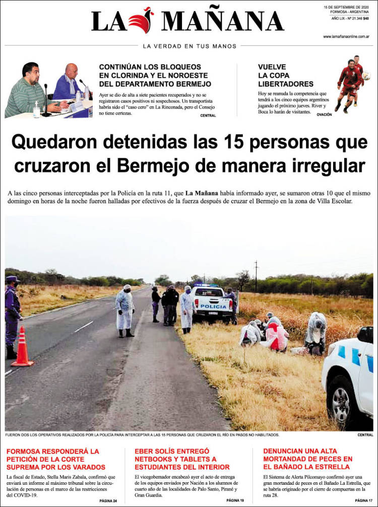 Portada de Diario La Mañana (Argentina)