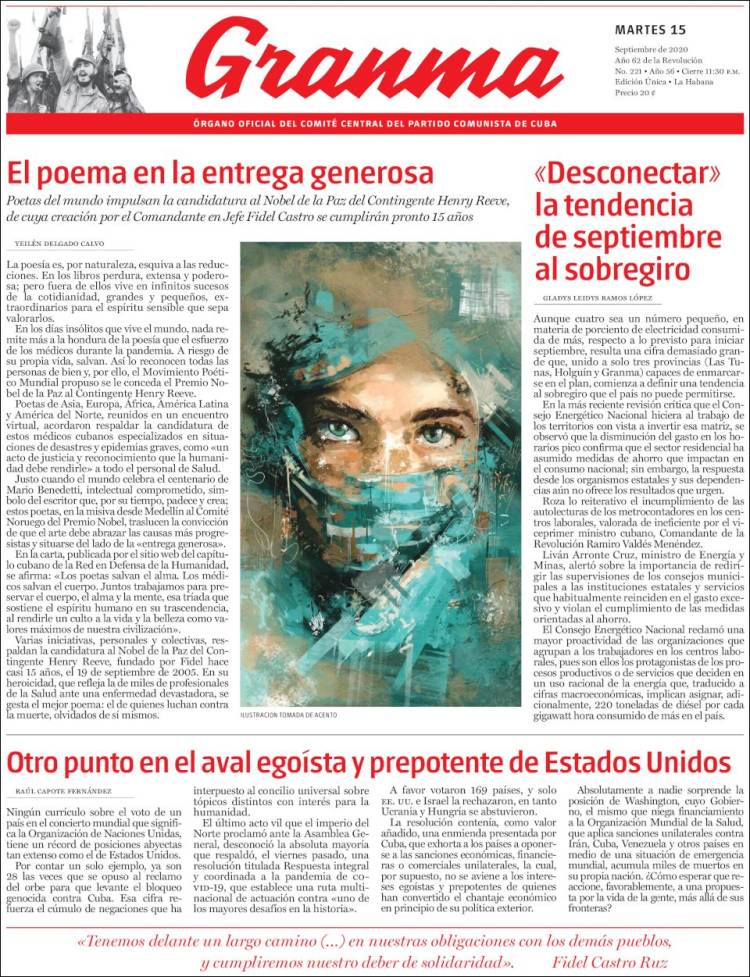 Portada de Granma (Cuba)