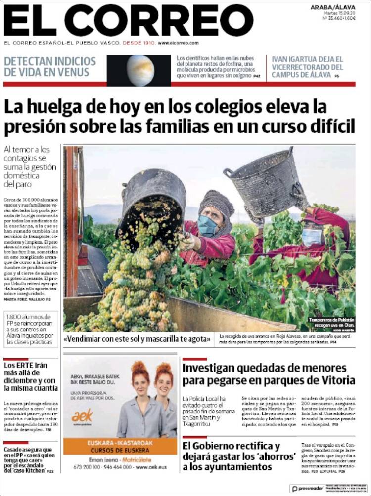 Portada de El Correo - Álava (Espa&ntilde;a)