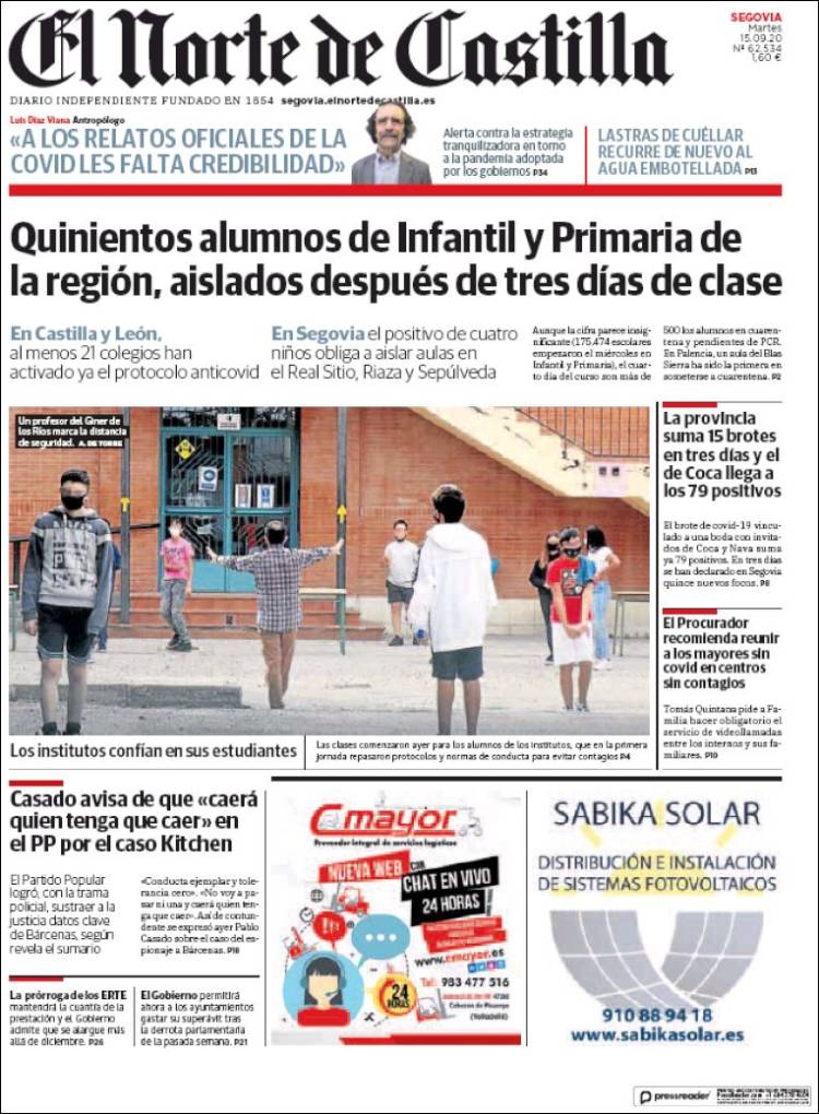 Portada de Norte de Castilla - Segovia (Espa&ntilde;a)