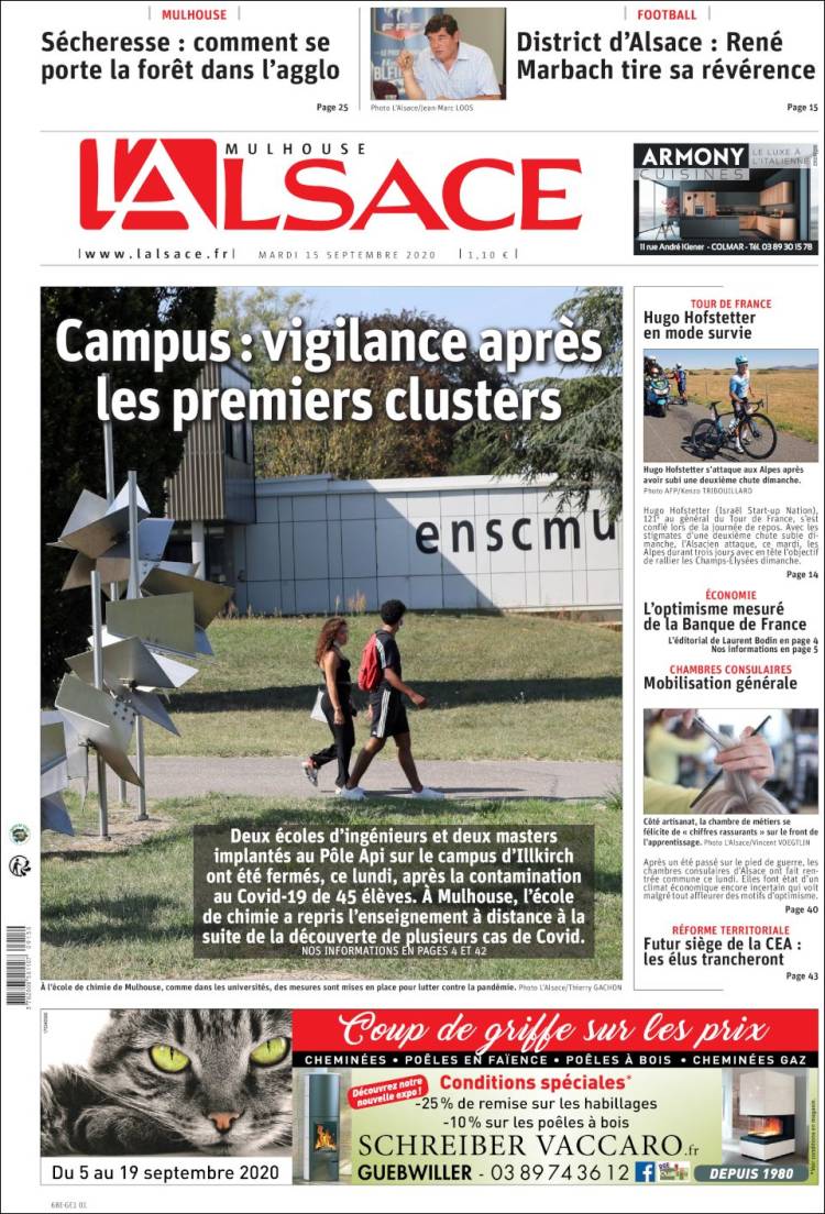 Portada de Journal L'Alsace (Francia)