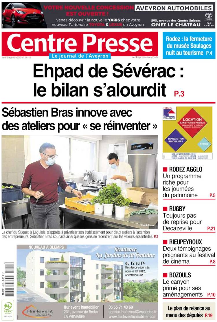 Portada de Centre Presse (Francia)