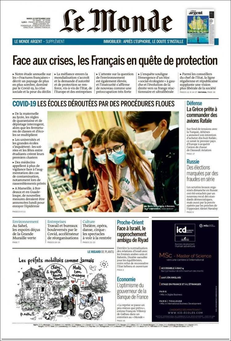Portada de Le Monde (Francia)