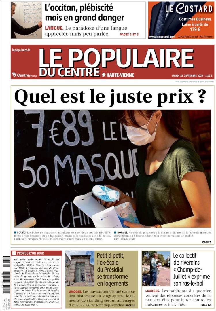 Portada de Le Populaire du Centre (Francia)