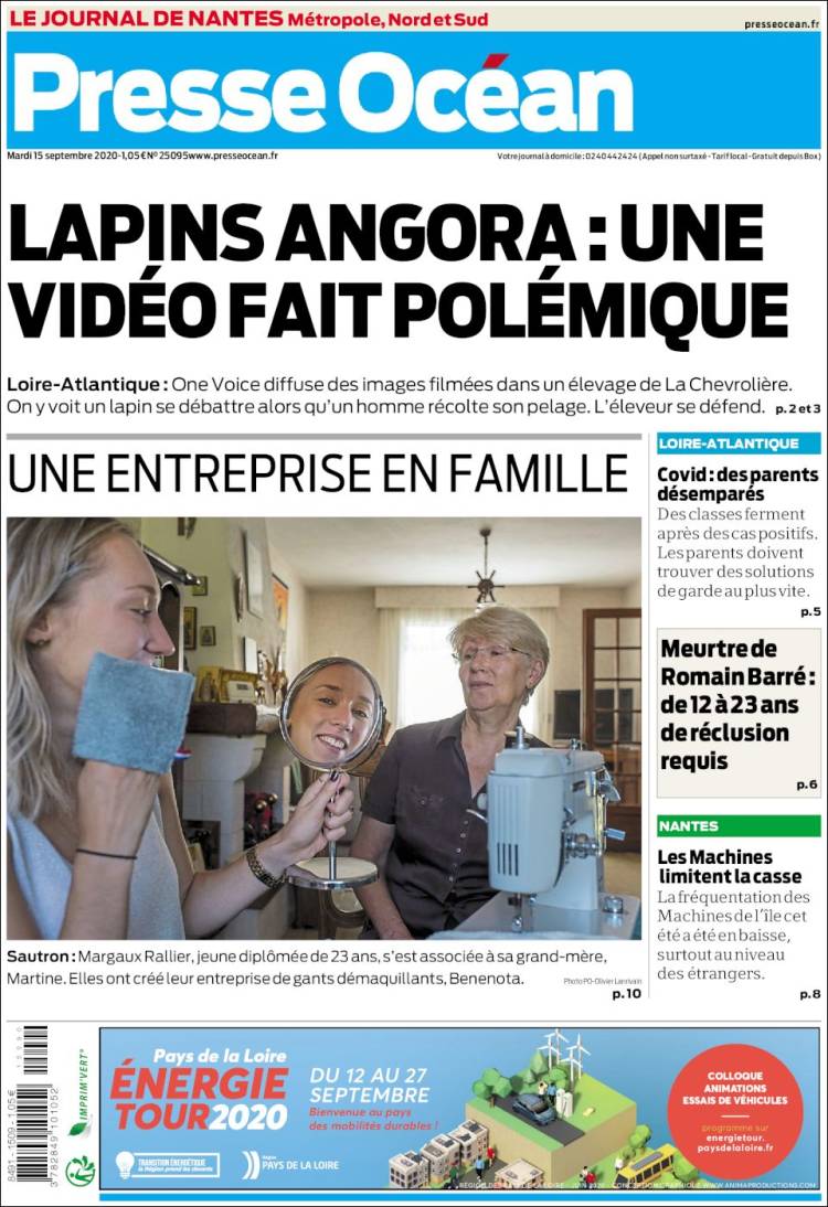 Portada de Presse Ocean (Francia)