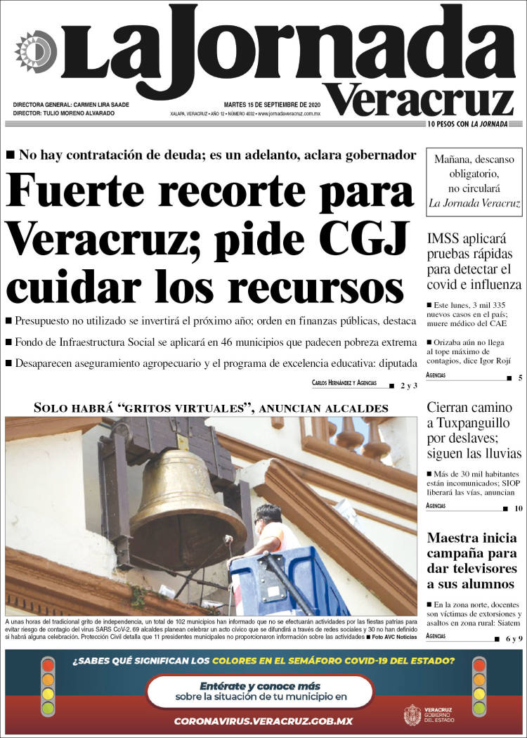 Portada de La Jornada Veracruz (México)