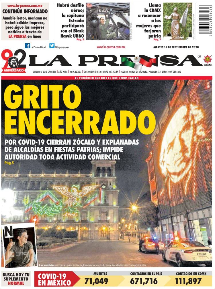 Portada de La Prensa (M&eacute;xico)