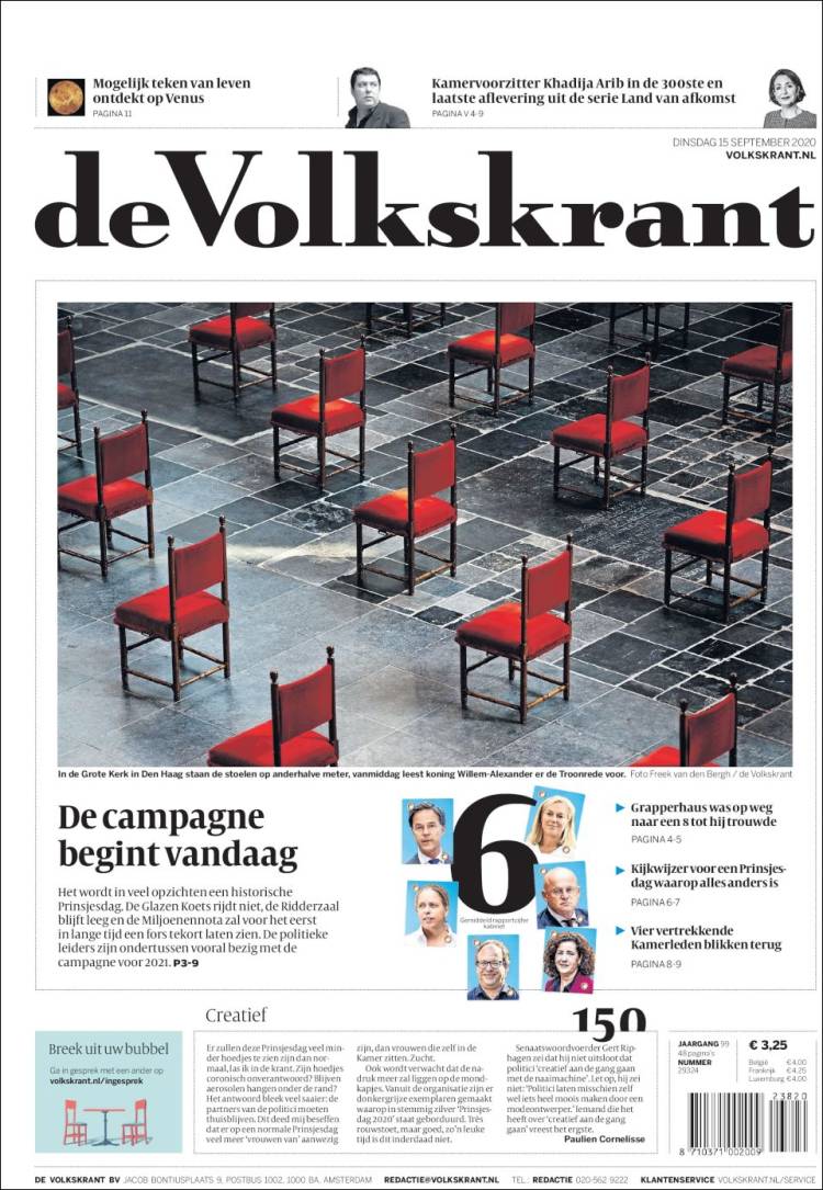 Portada de De Volkskrant (Pa&iacute;ses Bajos)