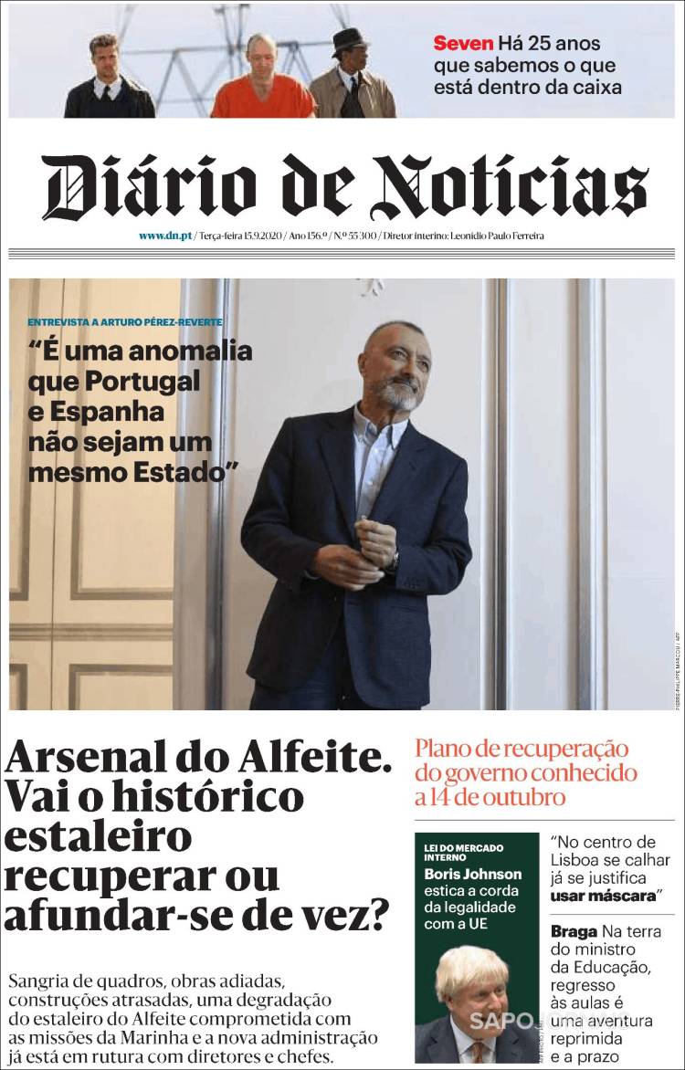 Portada de Diário de Noticias (Portugal)