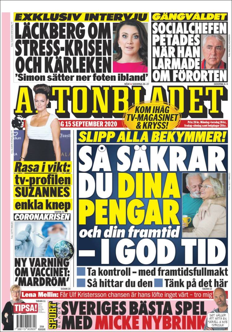 Portada de Aftonbladet (Suecia)