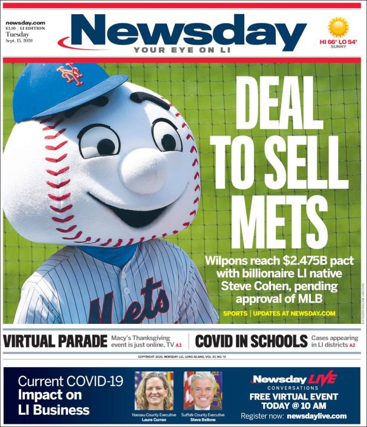 Portada de Newsday (USA)