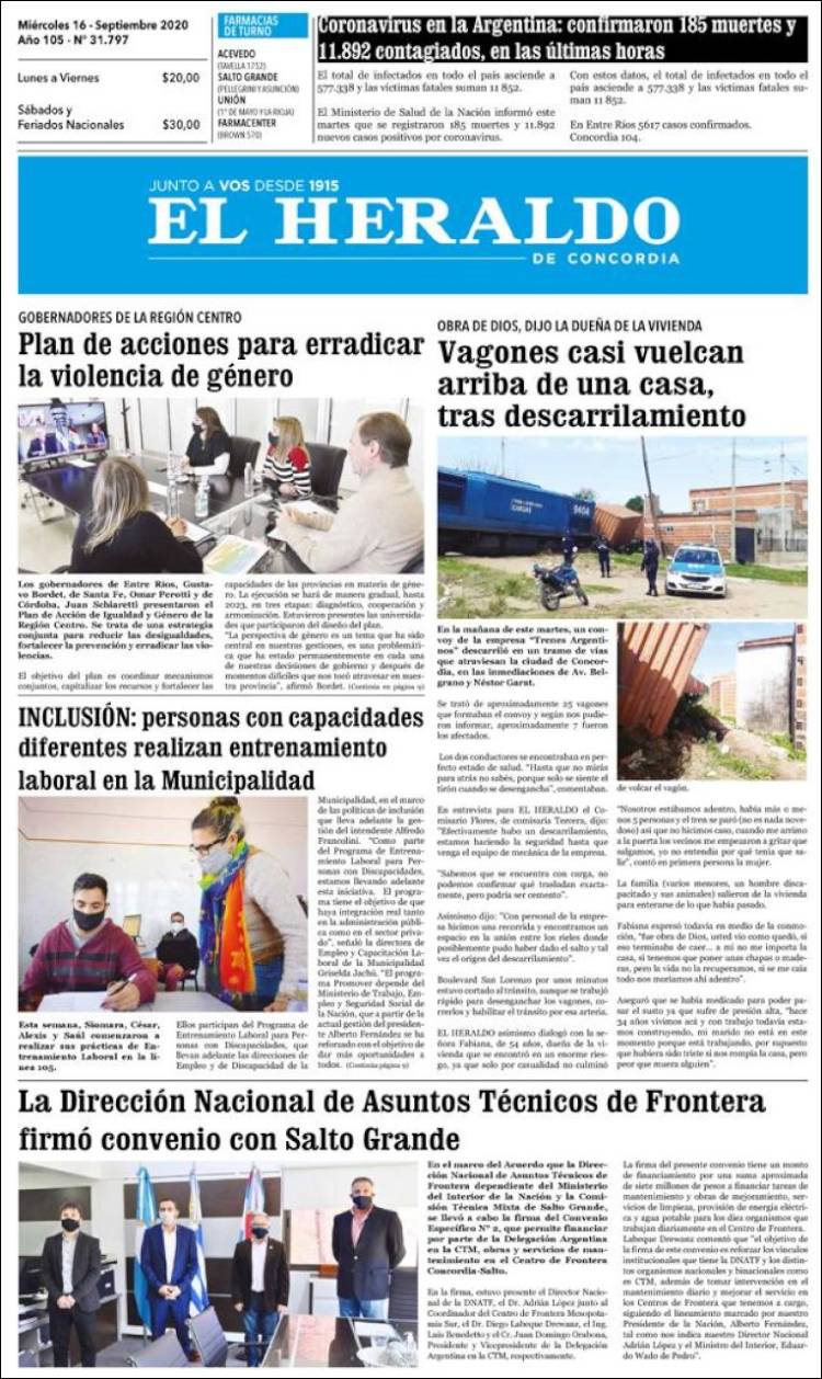 Portada de El Heraldo de Concordia (Argentina)