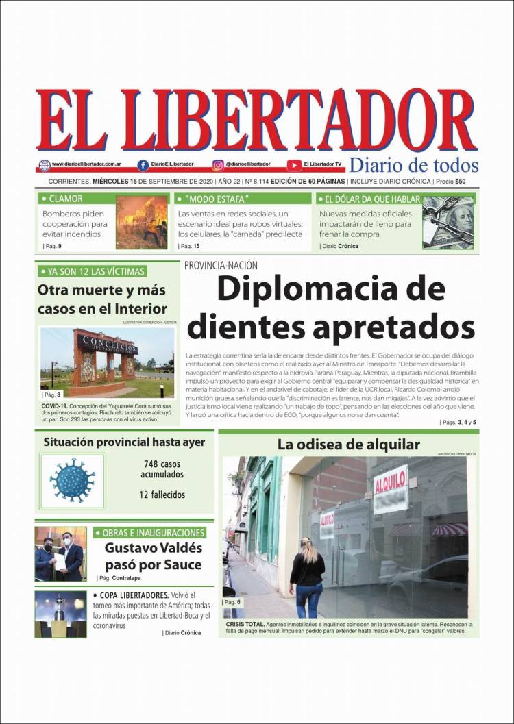 Portada de Diario El Libertador (Argentina)