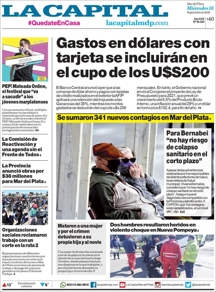 Portada de Diario La Capital - Mar del Plata (Argentina)