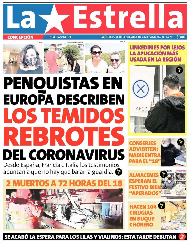 Portada de La Estrella de Concepción (Chile)